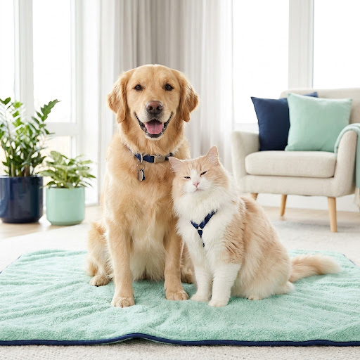 Golden Retriever Dog and Companion Cat